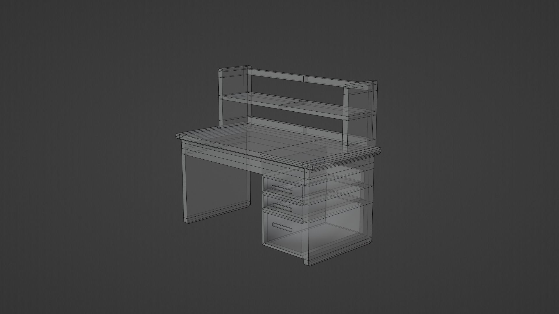 Wooden Study Desk 3D model_7