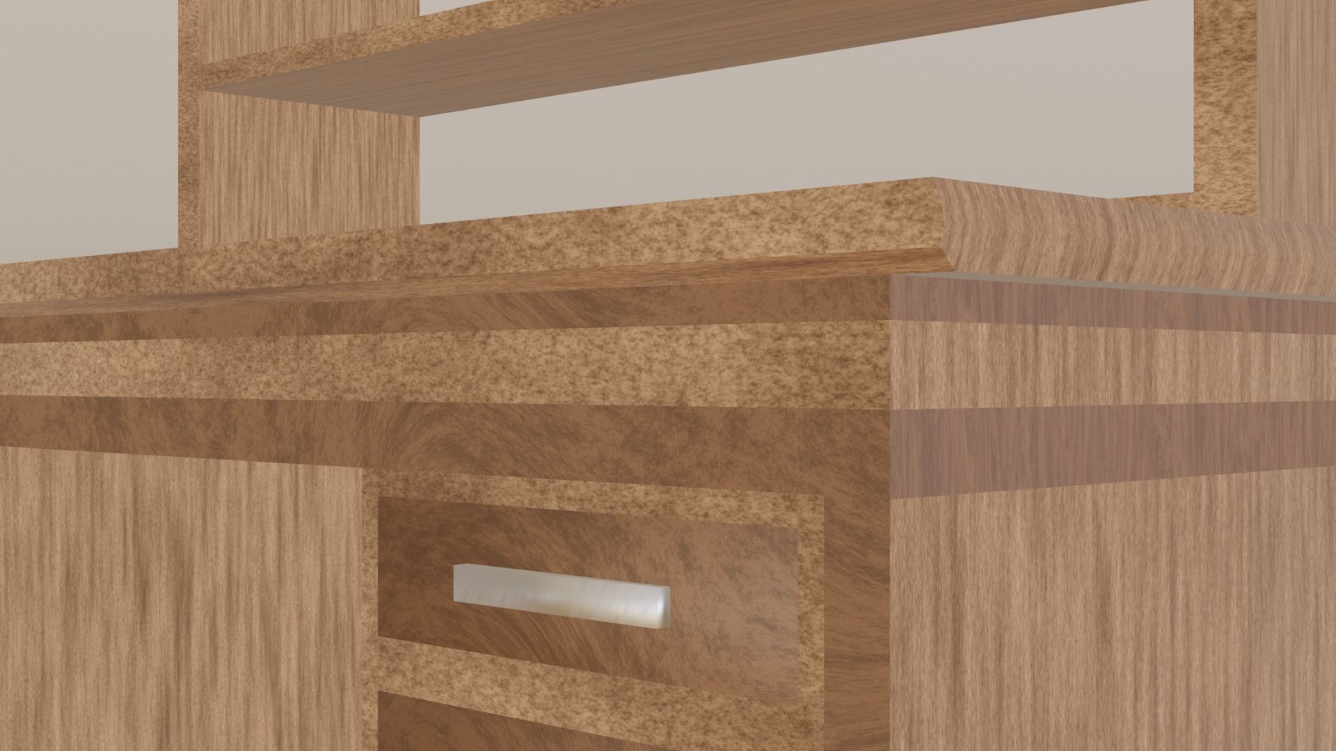 Wooden Study Desk 3D model_5