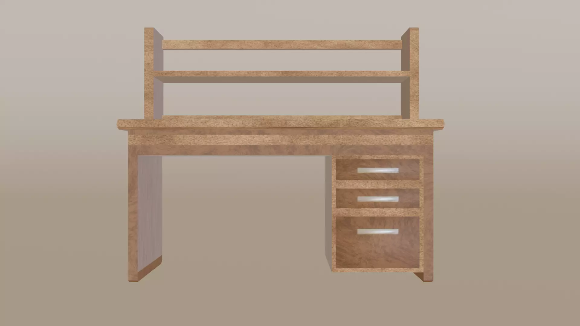Wooden Study Desk 3D model_0