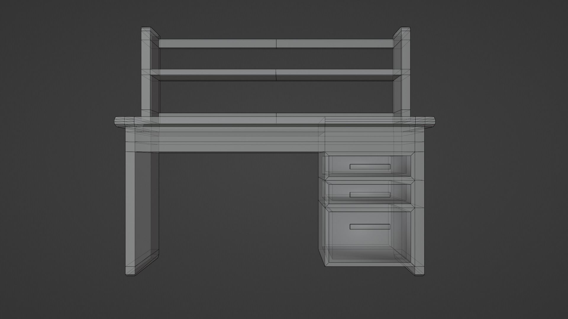 Wooden Study Desk 3D model_6