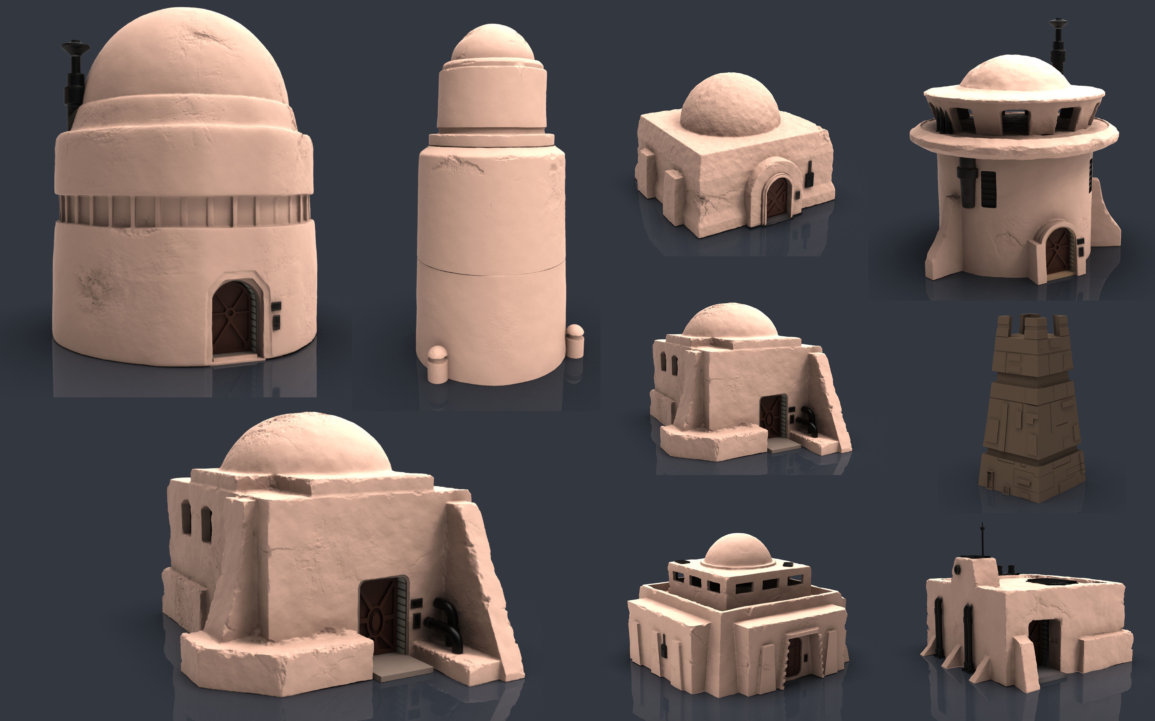 Star wars tatooine buldings LEGION 3D print model_1