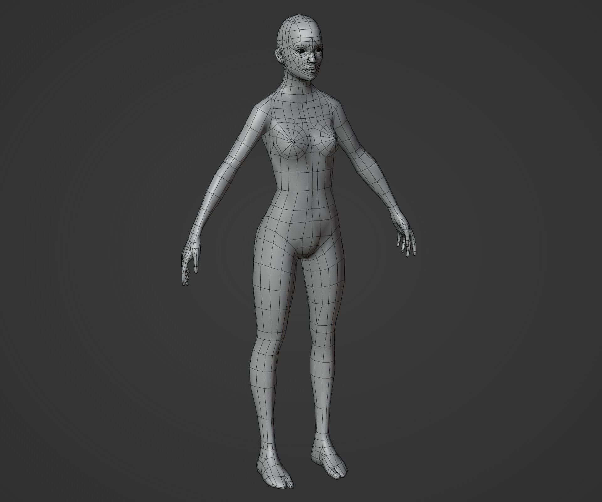 Male and Female Body Base Mesh Animated and Rigged 3D Model Low-poly 3D model_4