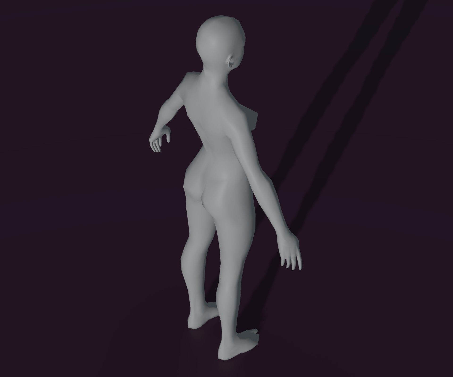 Male and Female Body Base Mesh Animated and Rigged 3D Model Low-poly 3D model_20