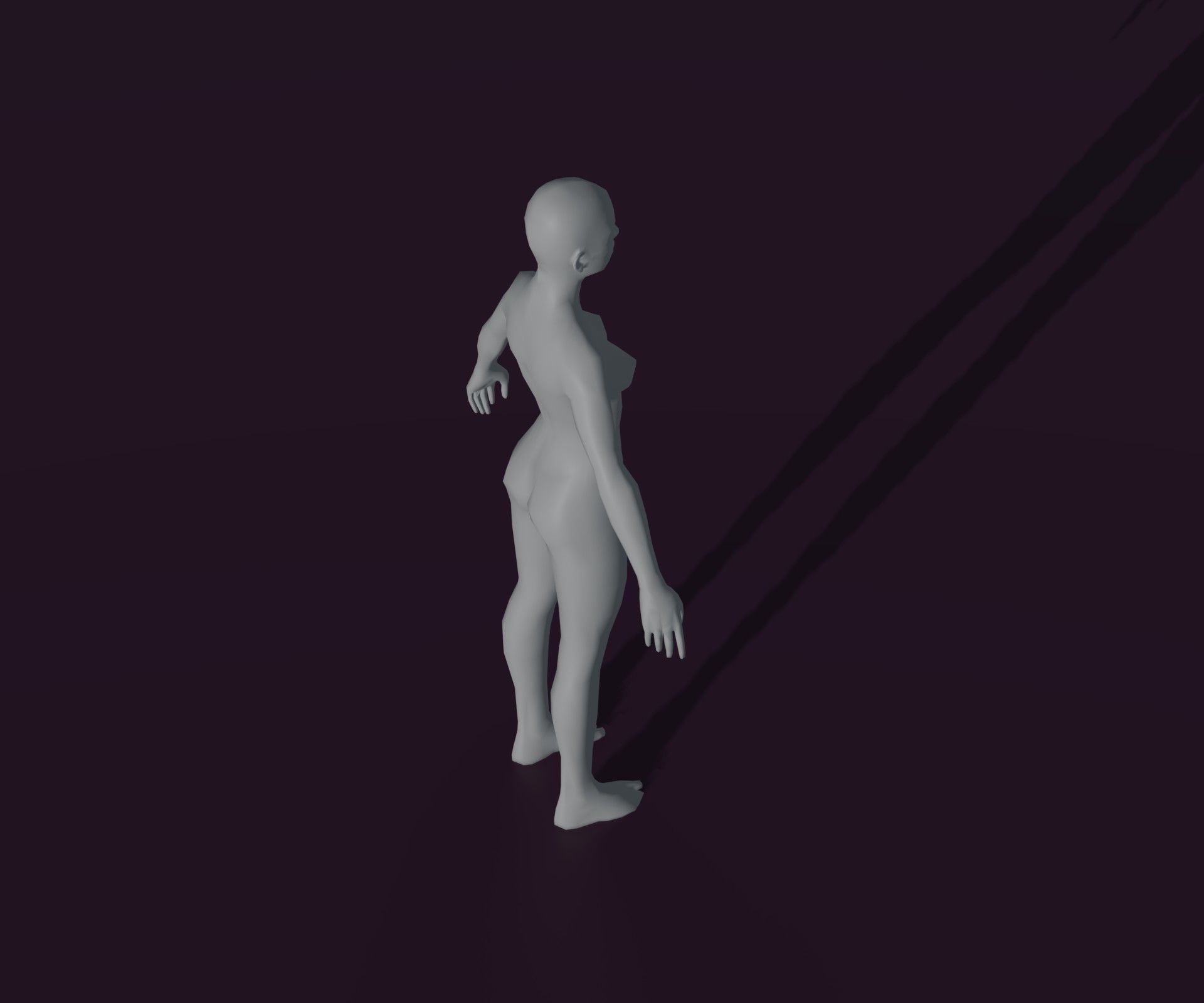 Male and Female Body Base Mesh Animated and Rigged 3D Model Low-poly 3D model_15