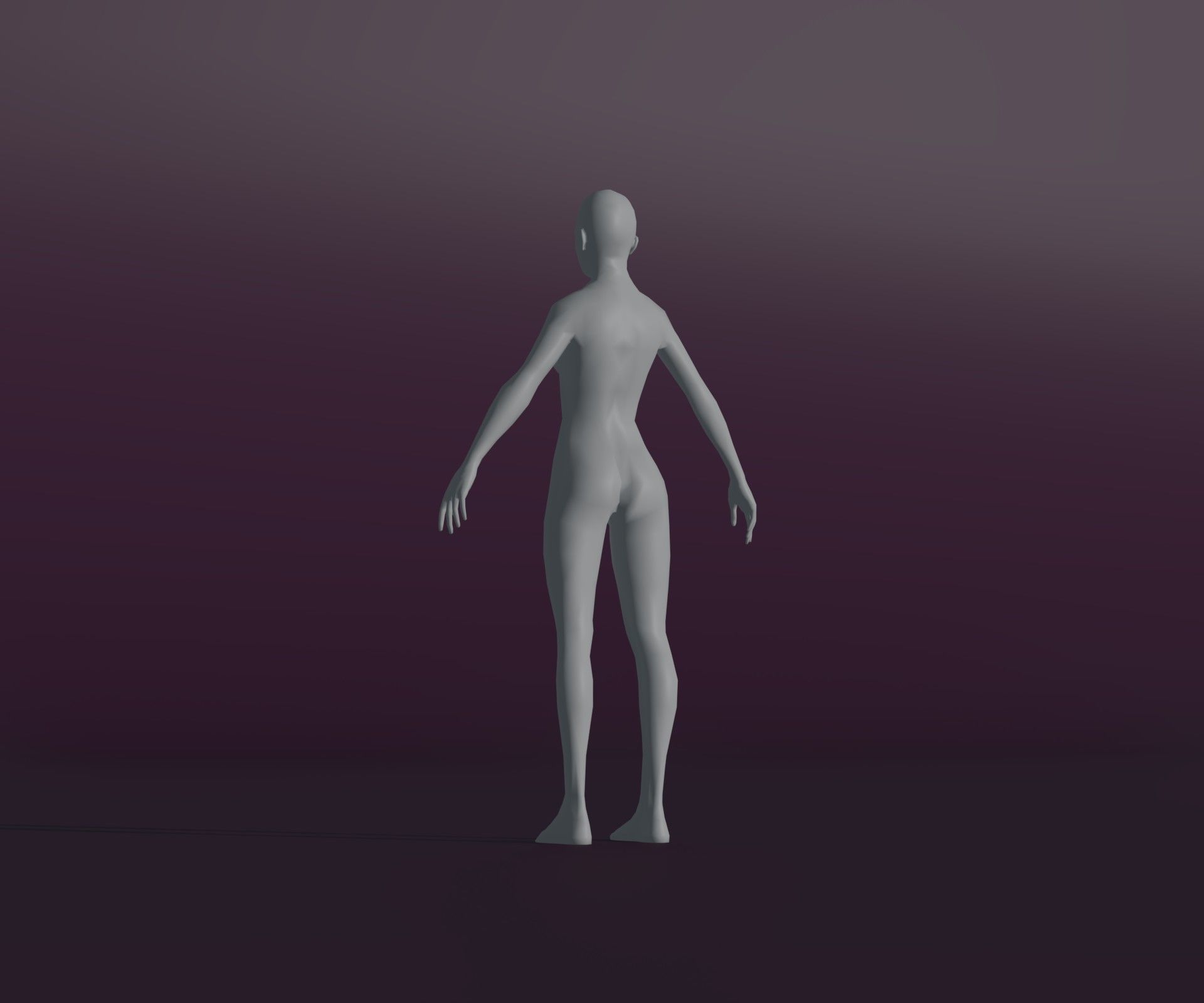 Male and Female Body Base Mesh Animated and Rigged 3D Model Low-poly 3D model_19