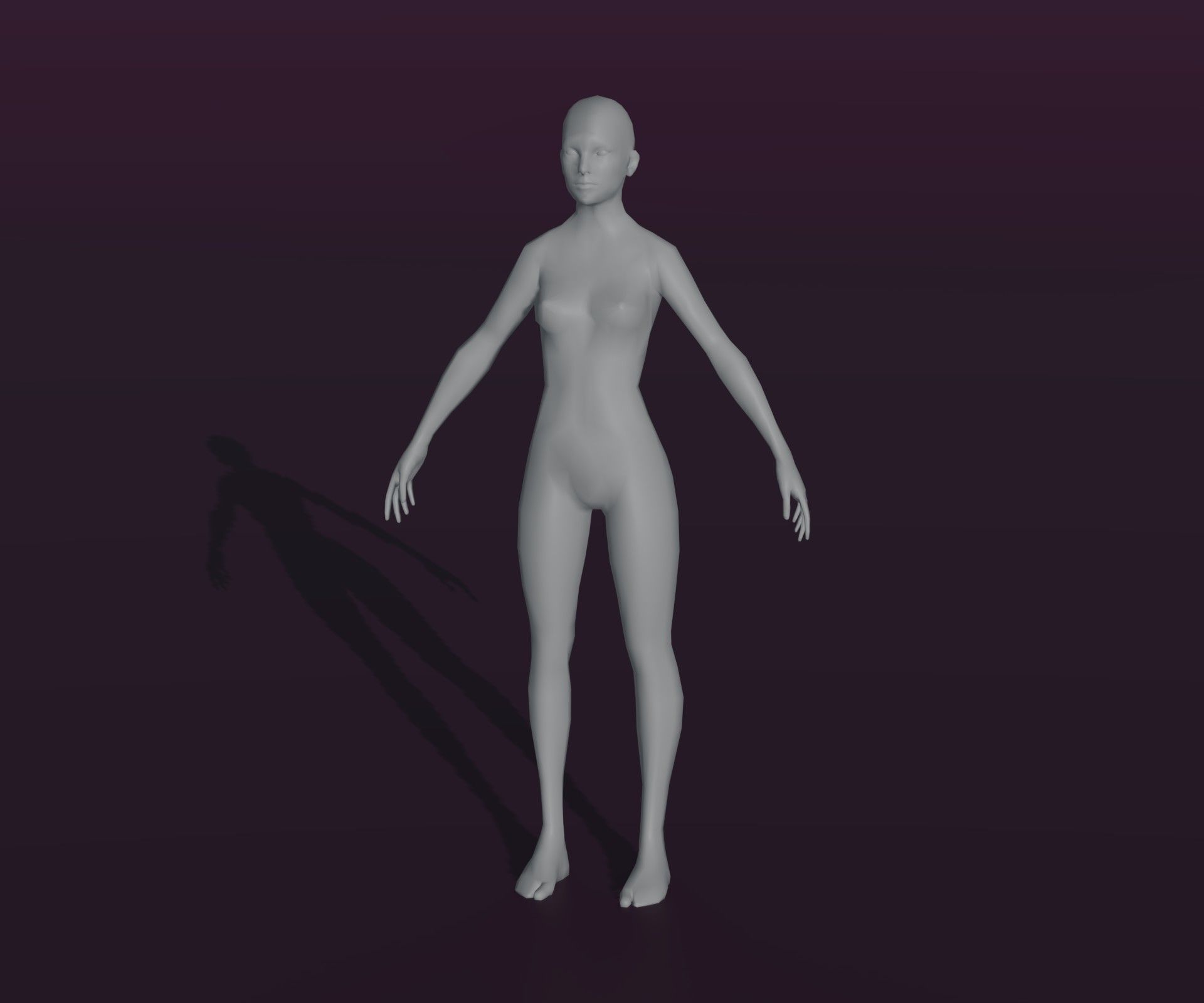 Male and Female Body Base Mesh Animated and Rigged 3D Model Low-poly 3D model_9