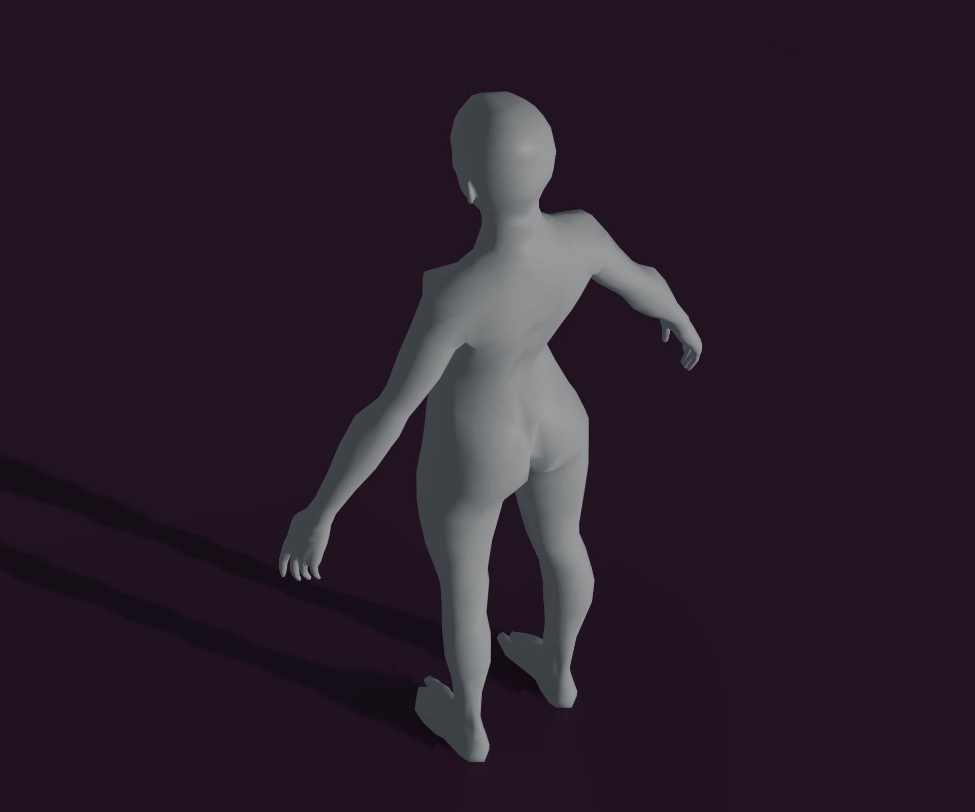 Male and Female Body Base Mesh Animated and Rigged 3D Model Low-poly 3D model_16