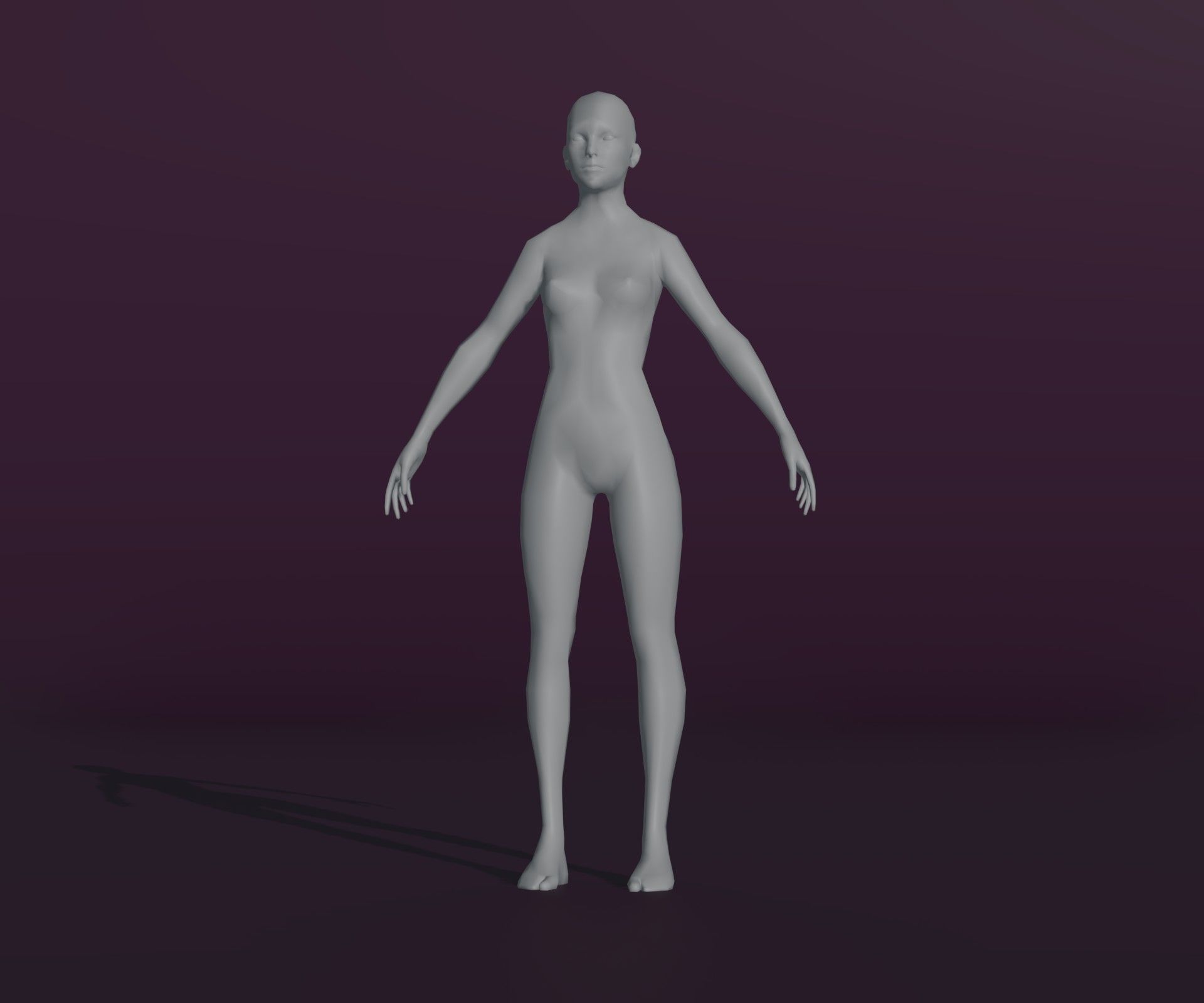 Male and Female Body Base Mesh Animated and Rigged 3D Model Low-poly 3D model_13