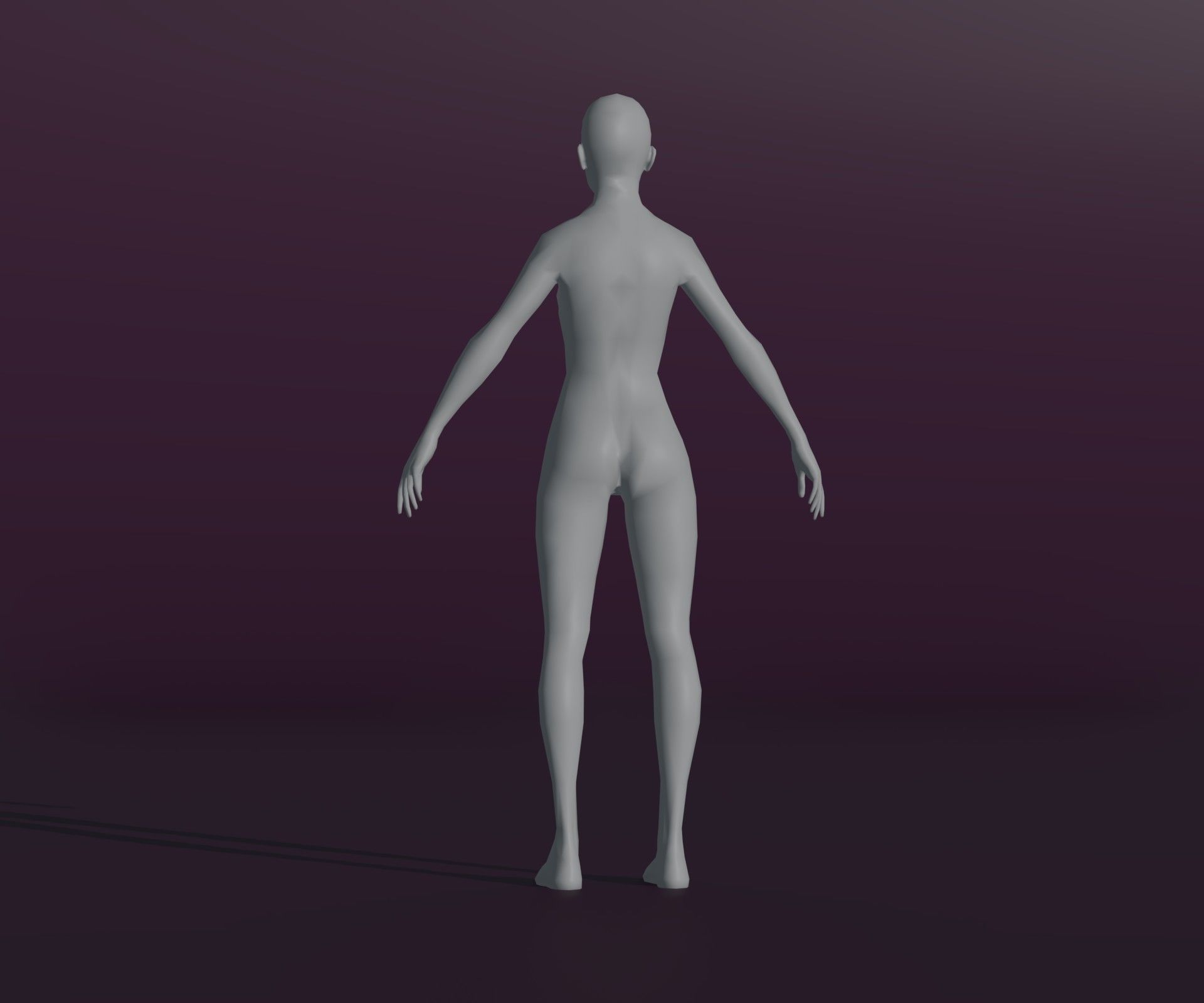 Male and Female Body Base Mesh Animated and Rigged 3D Model Low-poly 3D model_14