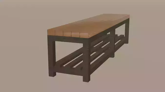 Wooden top metal bench