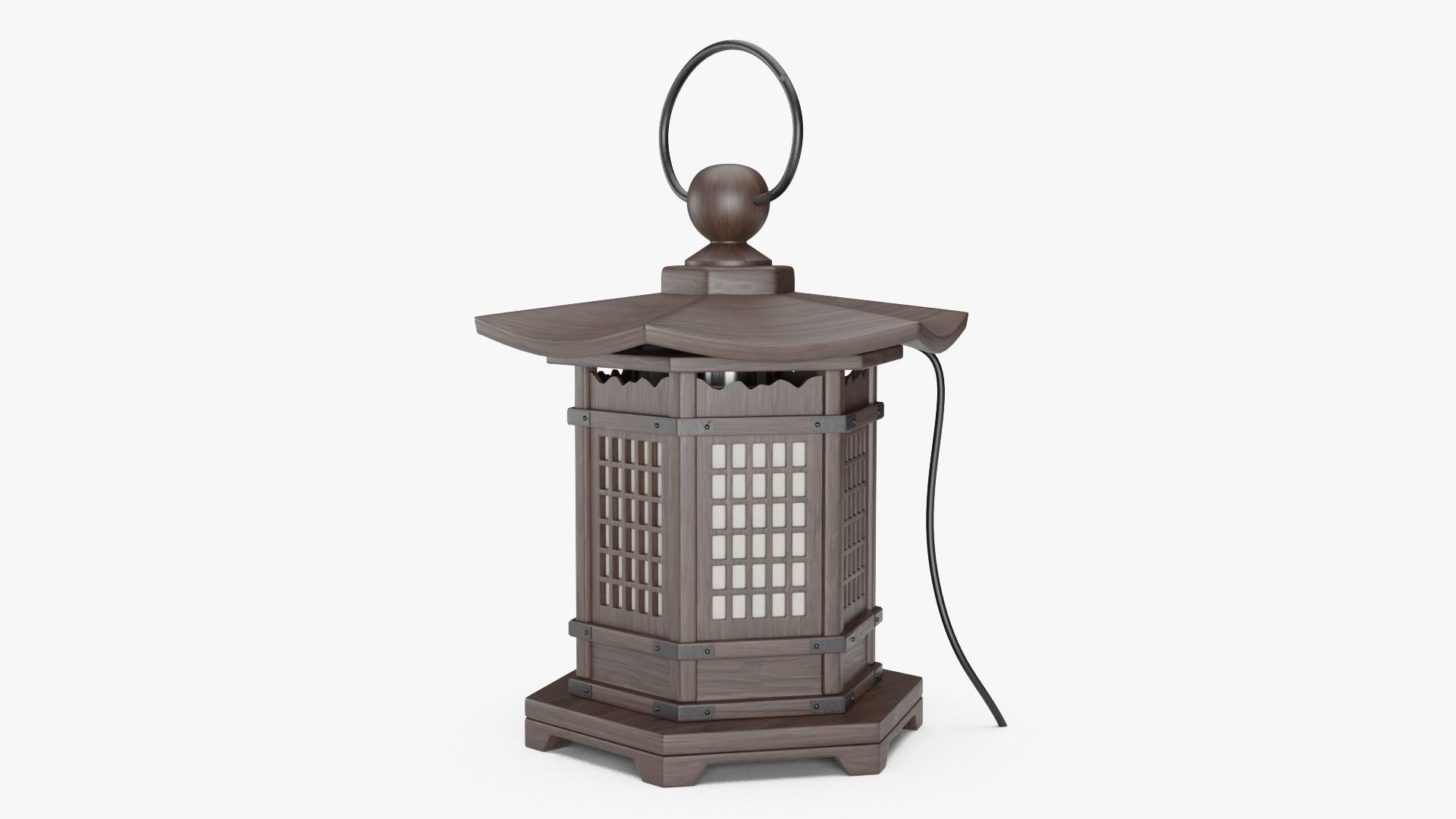 Japanese Style Wood Lantern 3D model_7