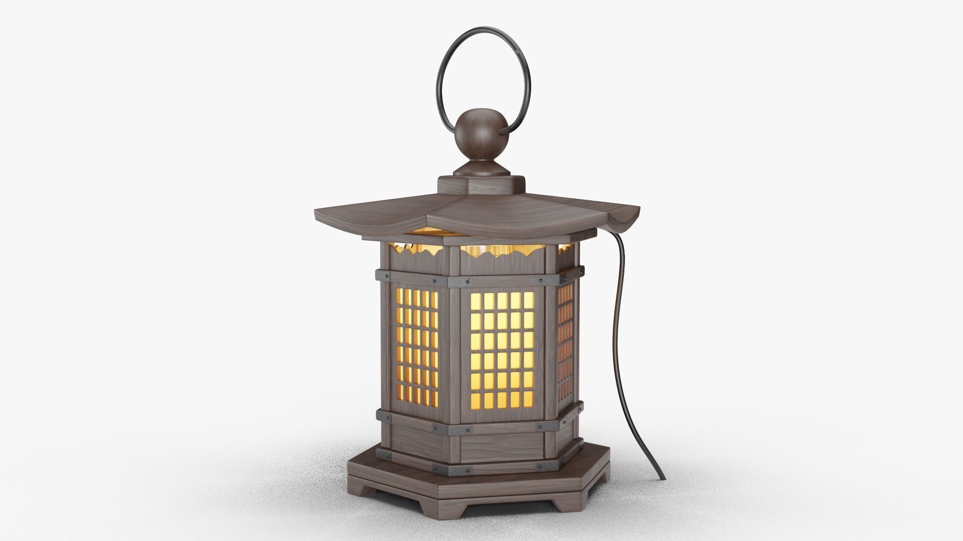 Japanese Style Wood Lantern 3D model_1
