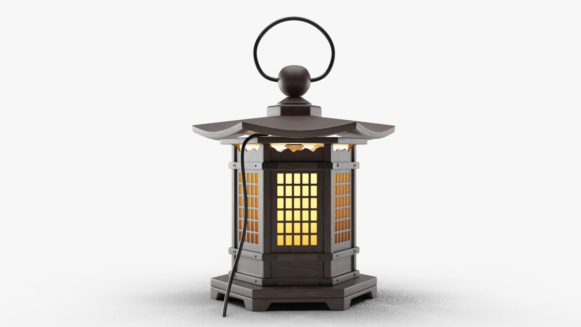 Japanese Style Wood Lantern 3D model_2