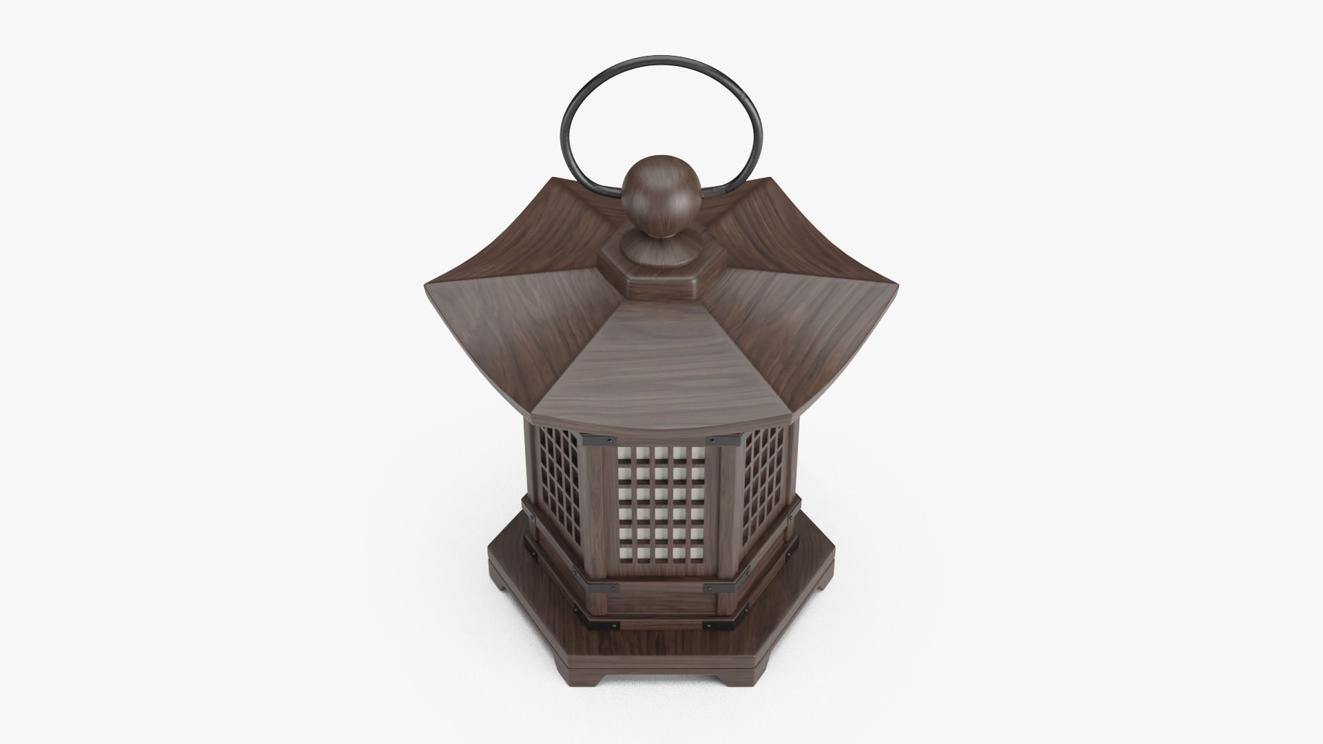 Japanese Style Wood Lantern 3D model_9