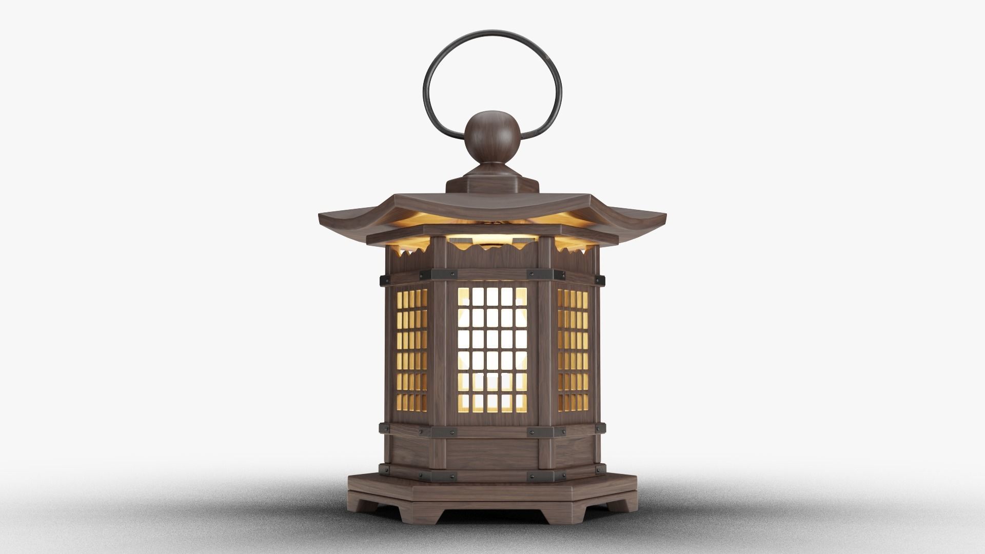Japanese Style Wood Lantern 3D model_5