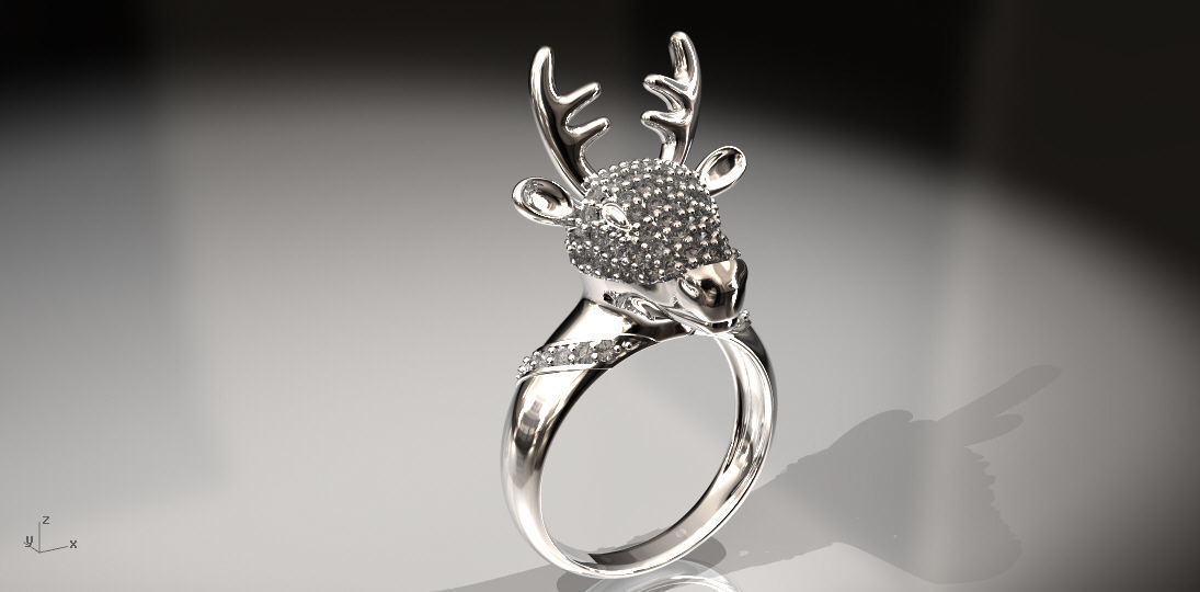 Cervo deer head ring Free 3D print model_1