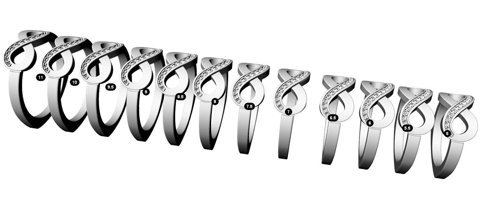 Infinity Ring All Sizes 3D print model_4