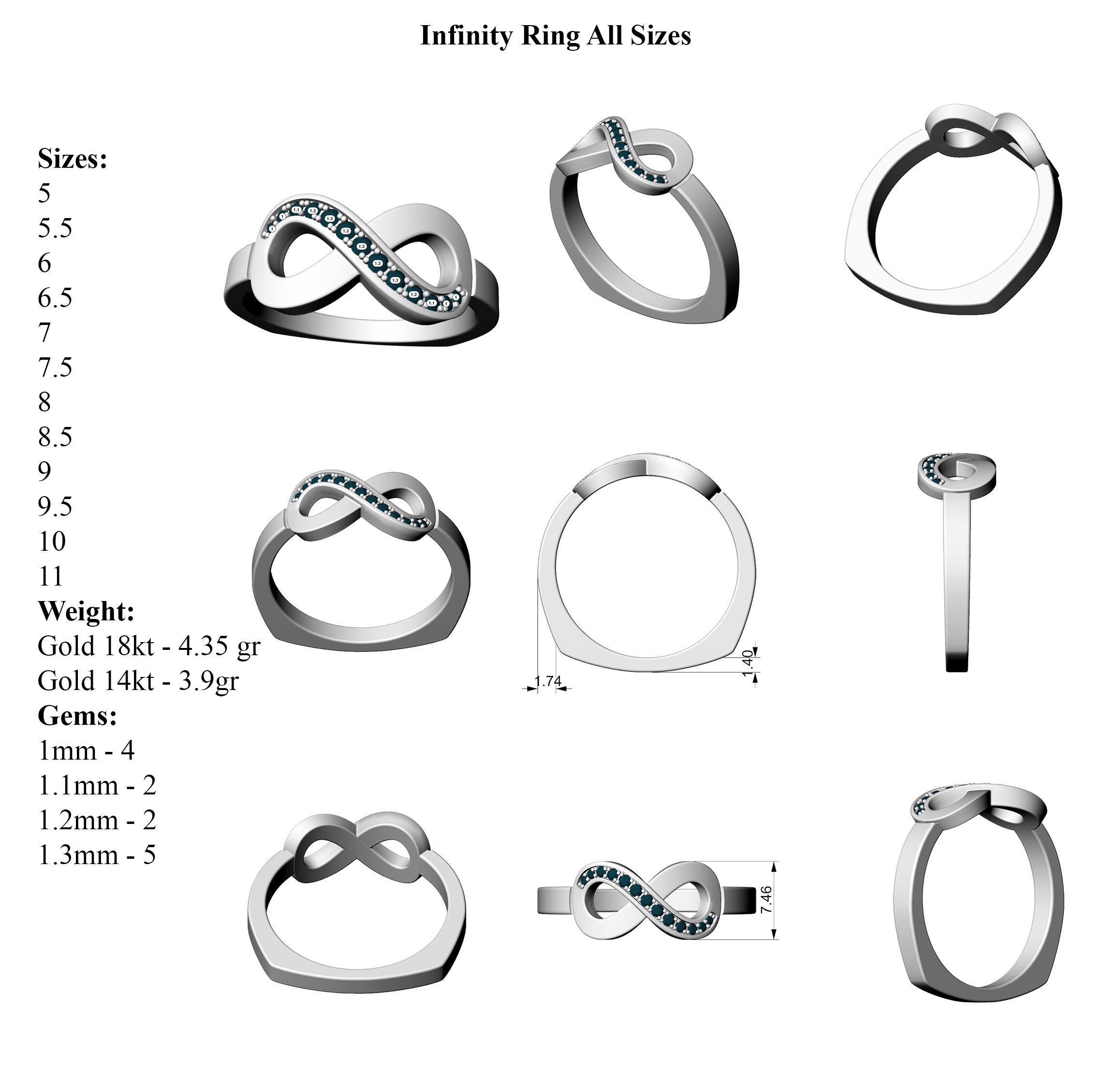 Infinity Ring All Sizes 3D print model_3