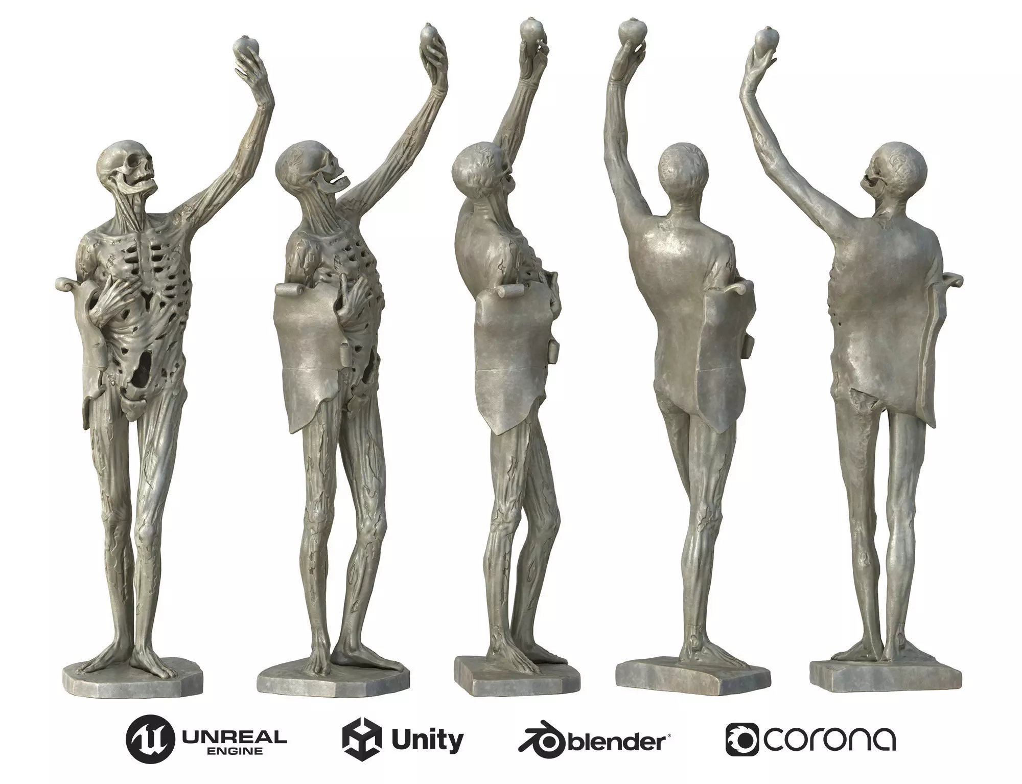 Statue 01 Low-poly 3D model_0