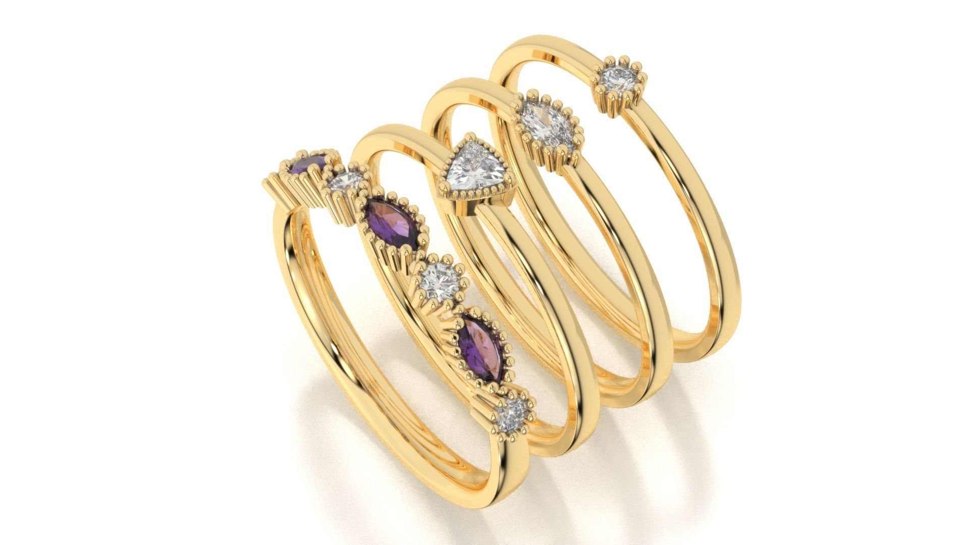 set of simple rings 3D print model_2