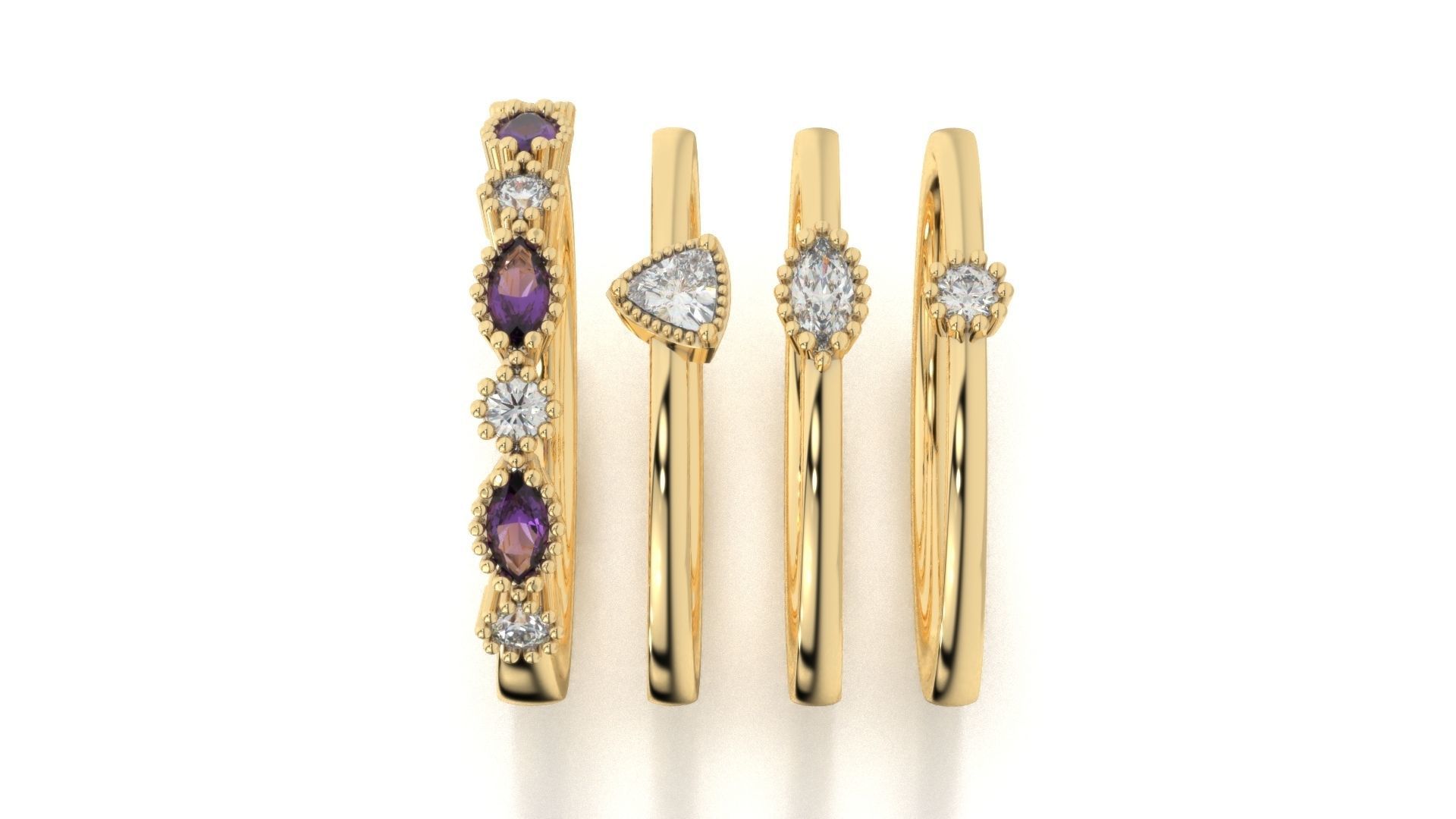 set of simple rings 3D print model_3