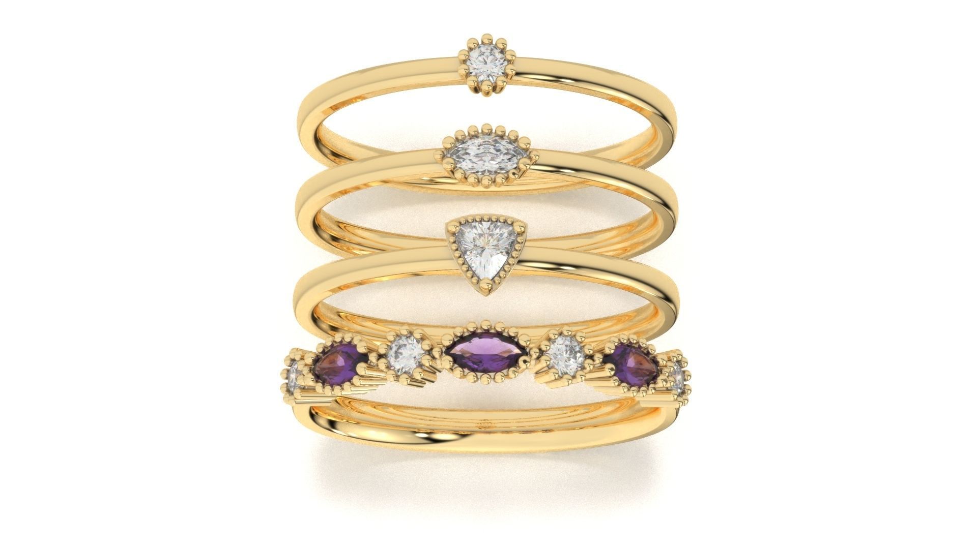 set of simple rings 3D print model_1