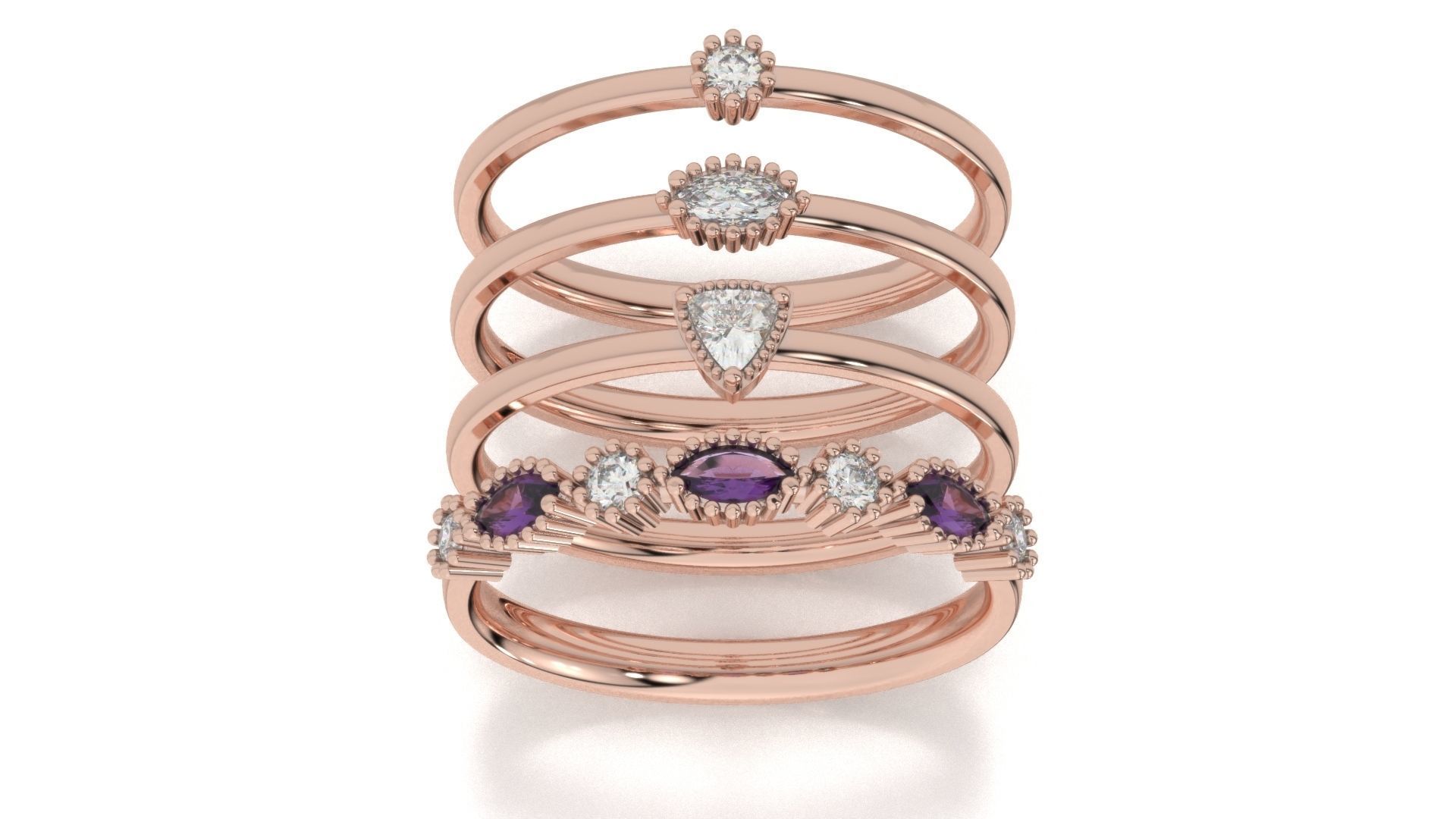 set of simple rings 3D print model_8