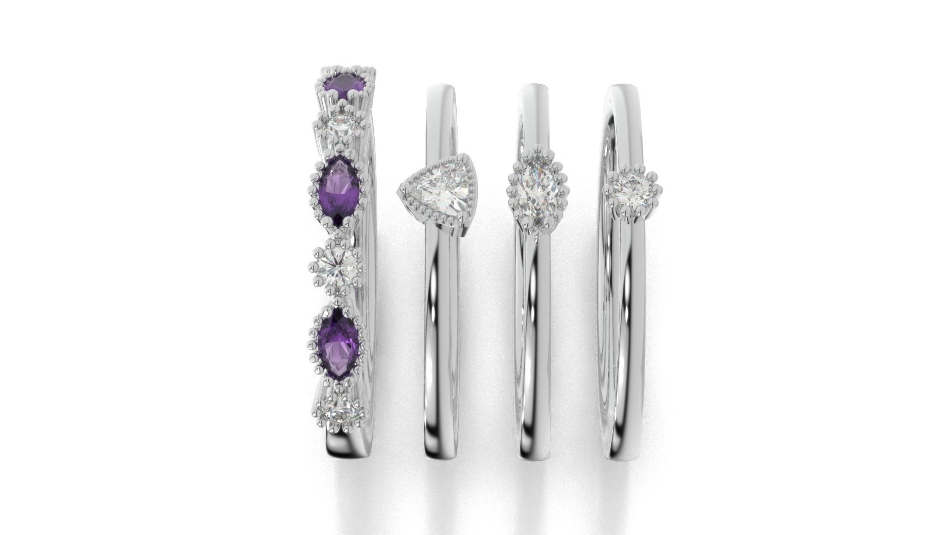 set of simple rings 3D print model_7