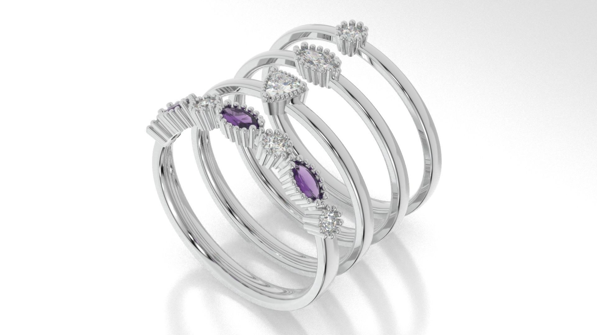 set of simple rings 3D print model_5