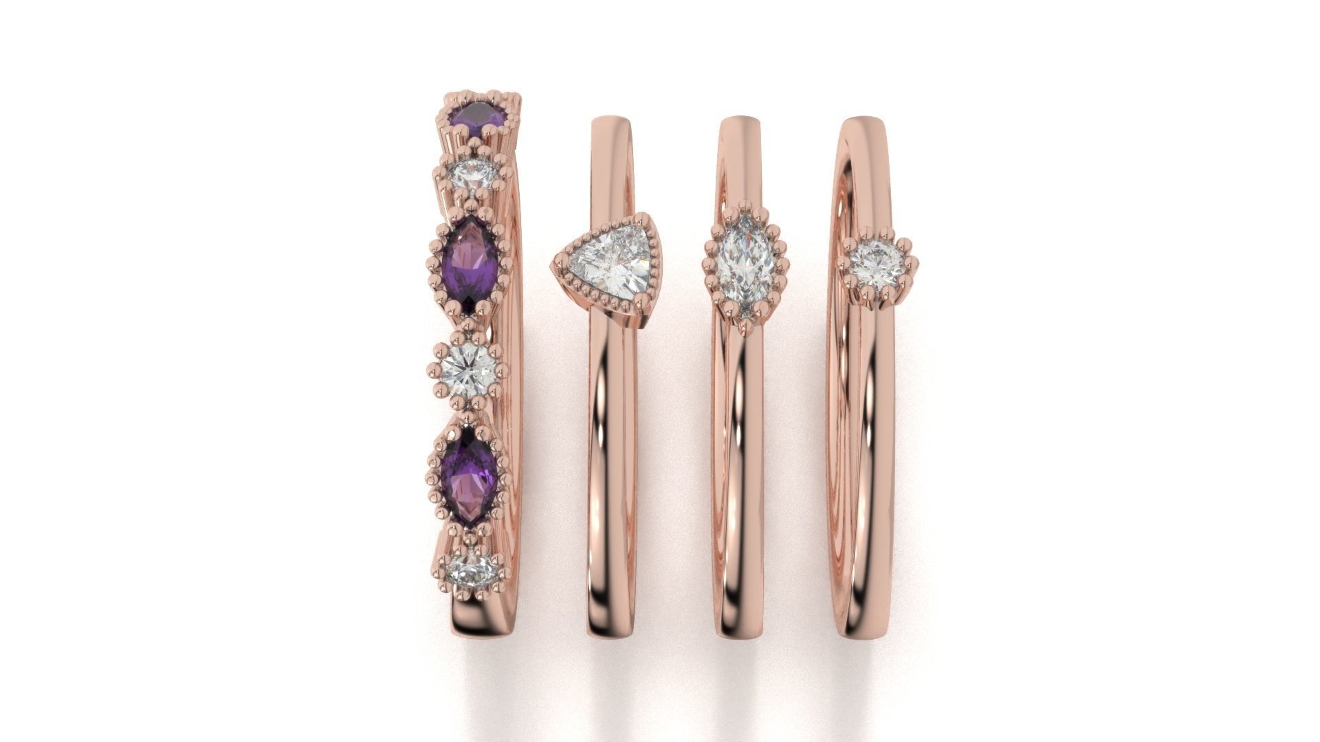 set of simple rings 3D print model_10