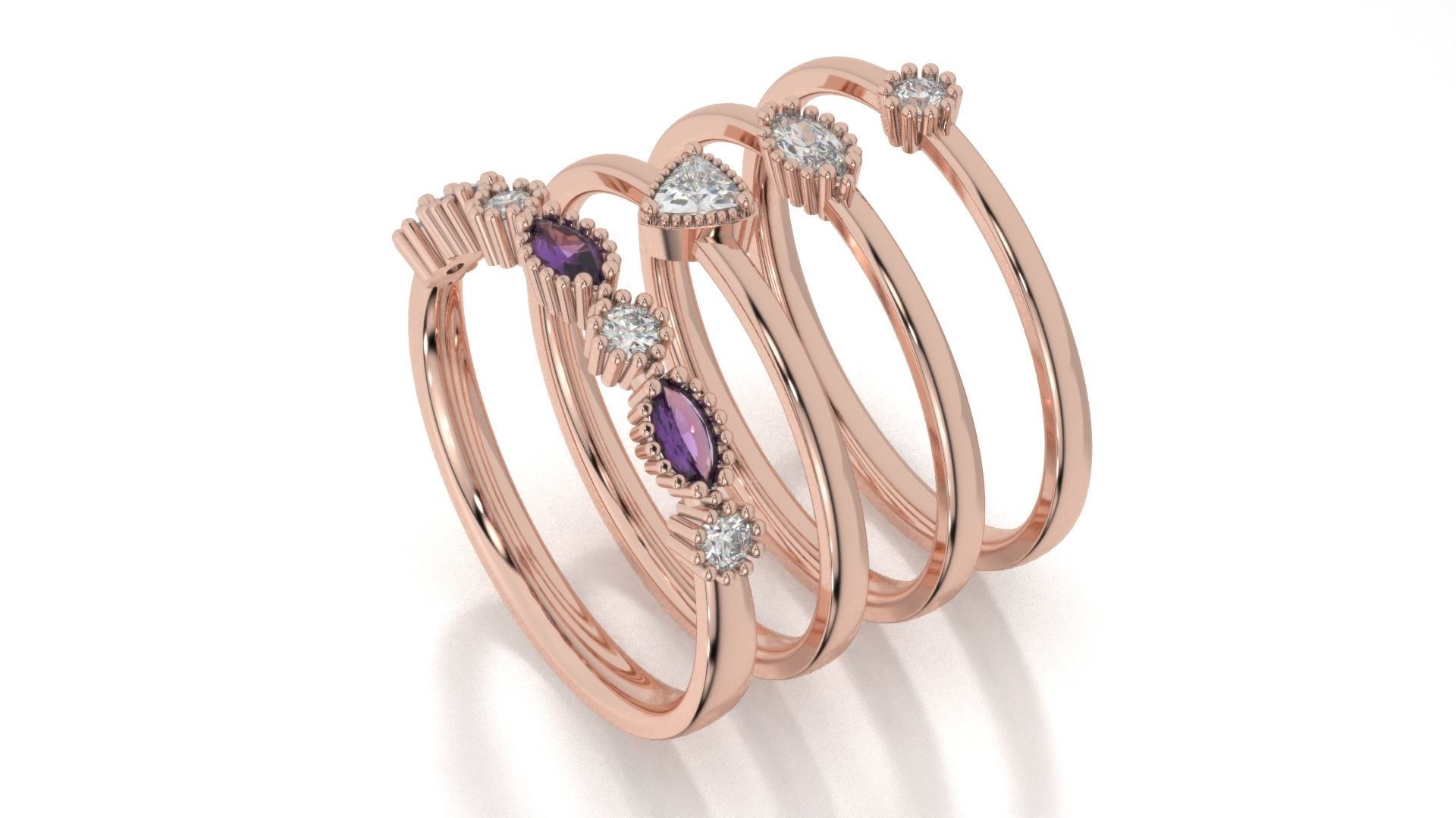 set of simple rings 3D print model_9