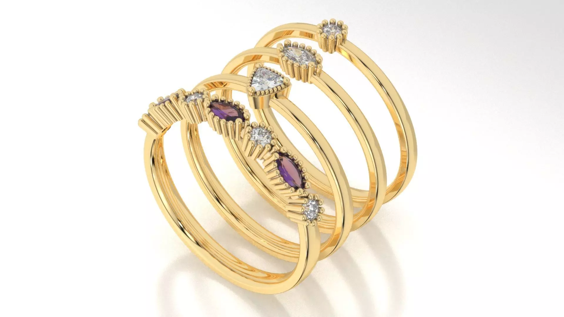 set of simple rings 3D print model_0