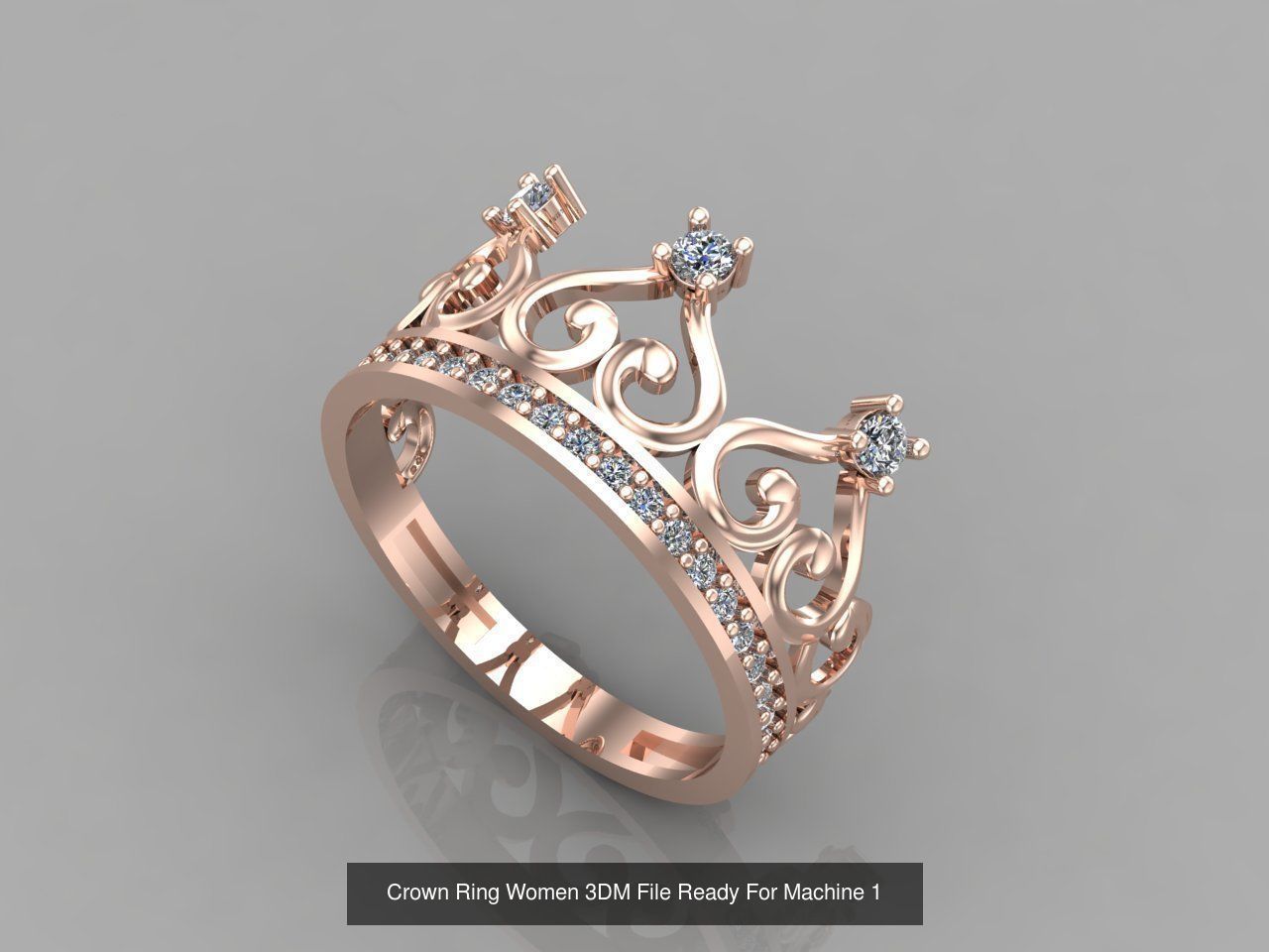 14 Files - Crown Ring Women 3DM STL Ready Machine Women Ring 3D Model Collection_14