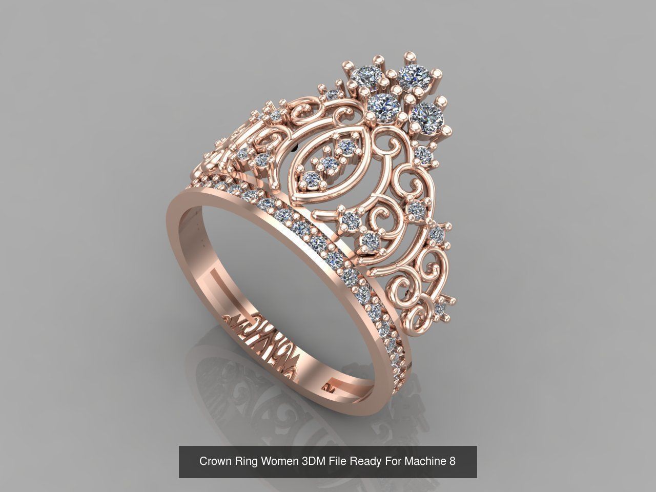 14 Files - Crown Ring Women 3DM STL Ready Machine Women Ring 3D Model Collection_2