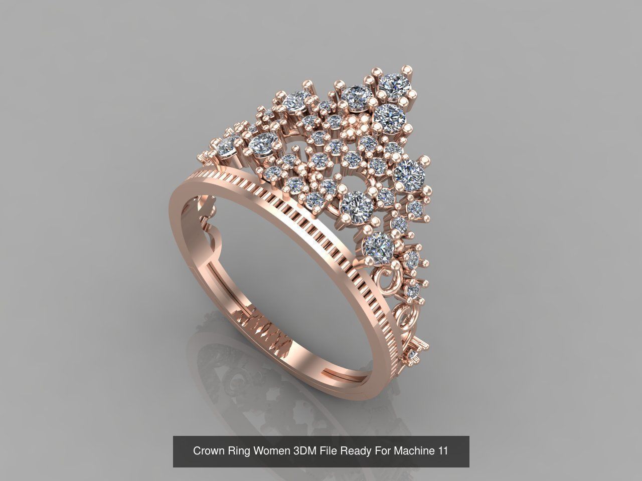 14 Files - Crown Ring Women 3DM STL Ready Machine Women Ring 3D Model Collection_12