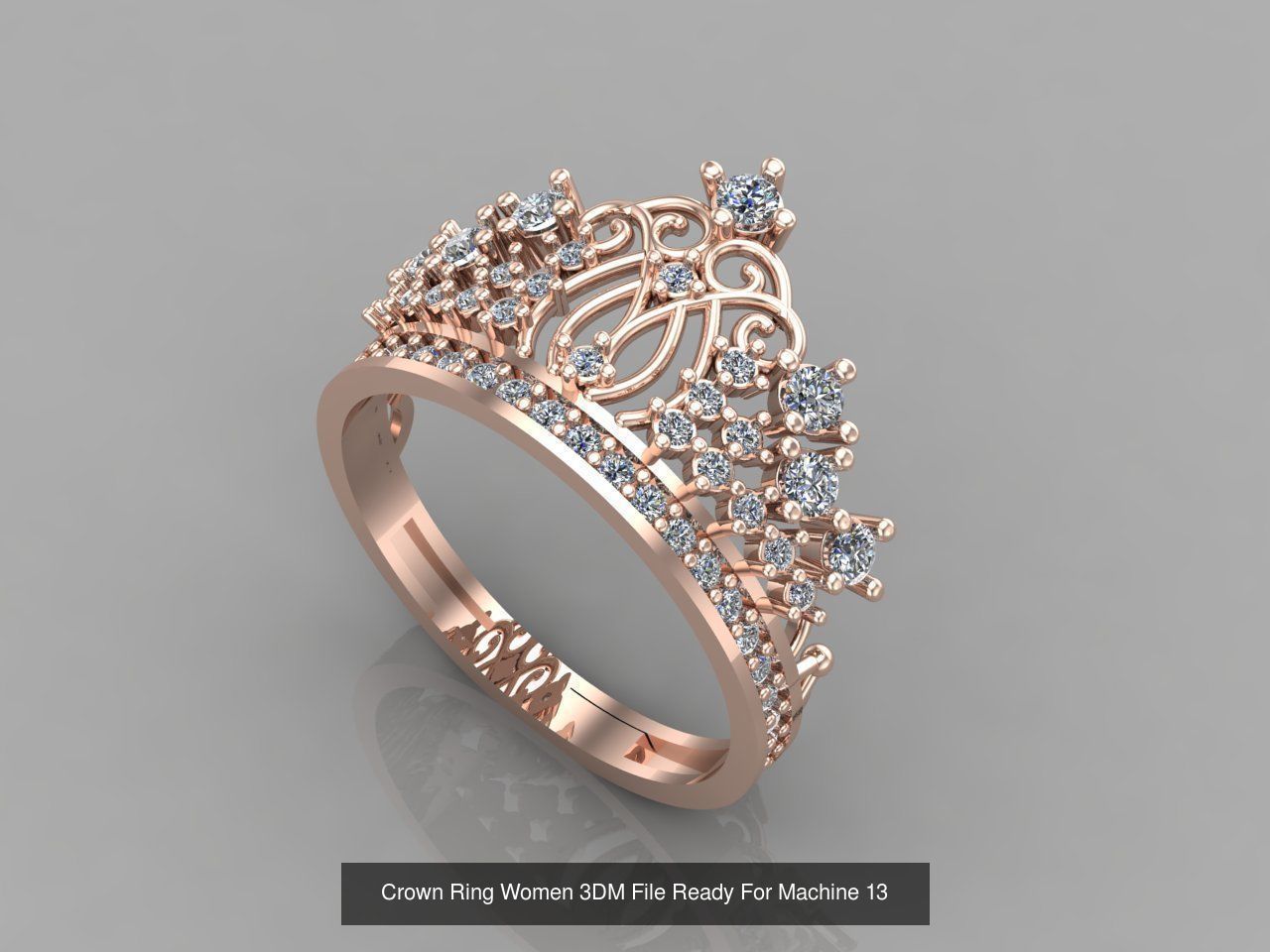 14 Files - Crown Ring Women 3DM STL Ready Machine Women Ring 3D Model Collection_10