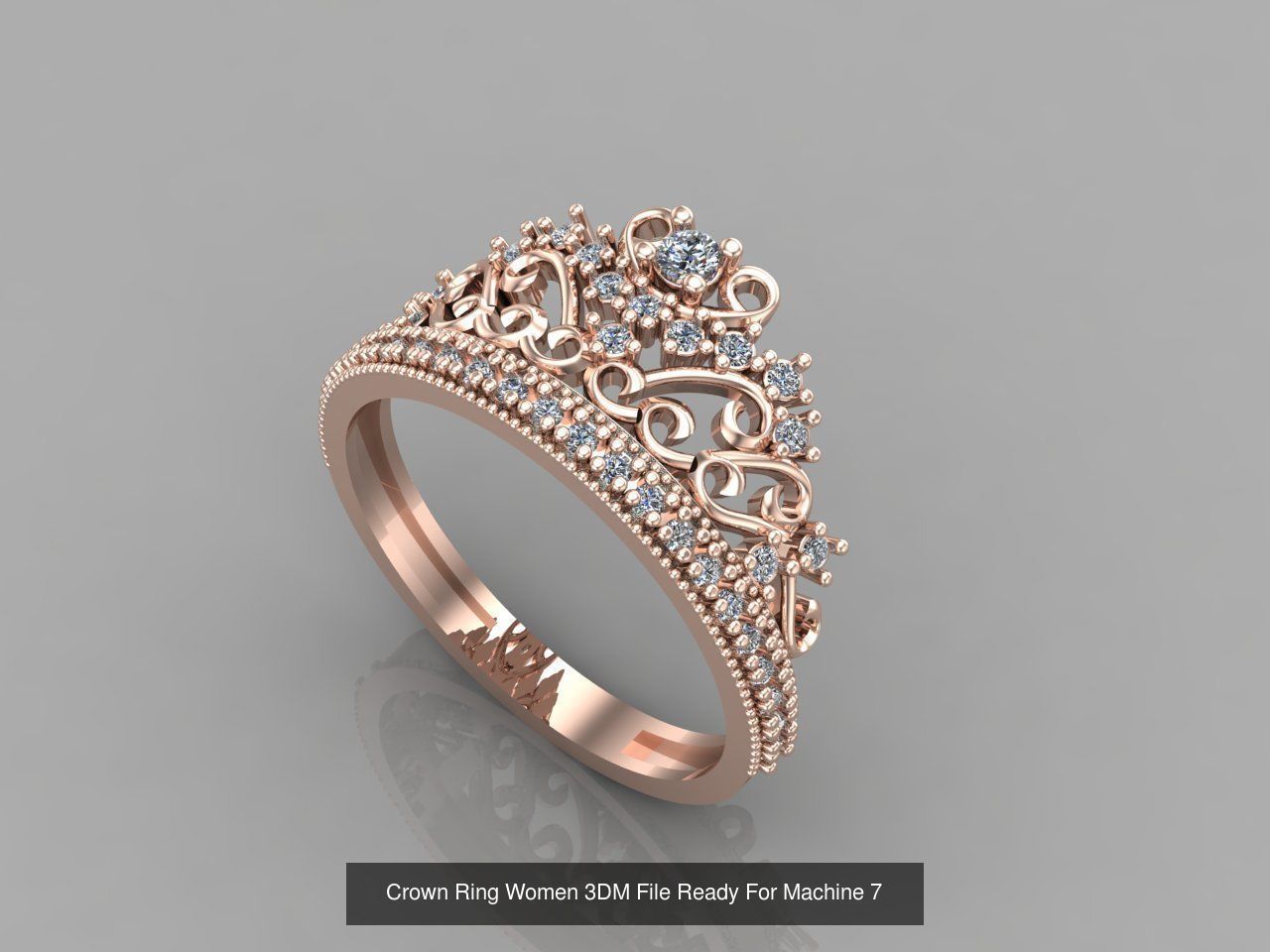 14 Files - Crown Ring Women 3DM STL Ready Machine Women Ring 3D Model Collection_3