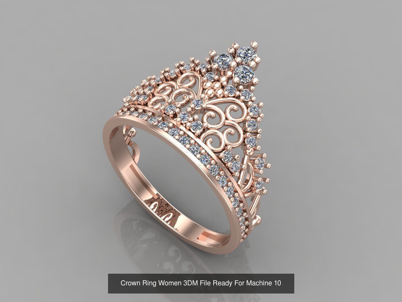 14 Files - Crown Ring Women 3DM STL Ready Machine Women Ring 3D Model Collection_13