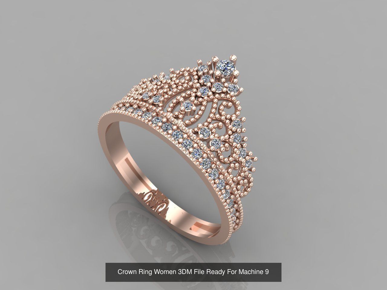 14 Files - Crown Ring Women 3DM STL Ready Machine Women Ring 3D Model Collection_1