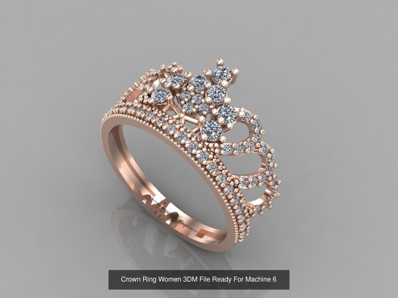 14 Files - Crown Ring Women 3DM STL Ready Machine Women Ring 3D Model Collection_4