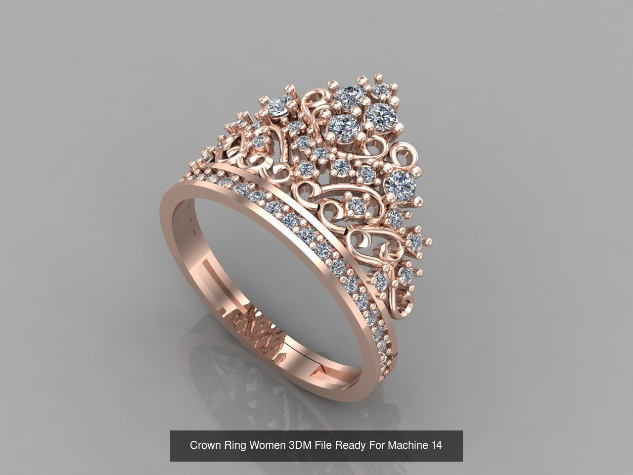 14 Files - Crown Ring Women 3DM STL Ready Machine Women Ring 3D Model Collection_9