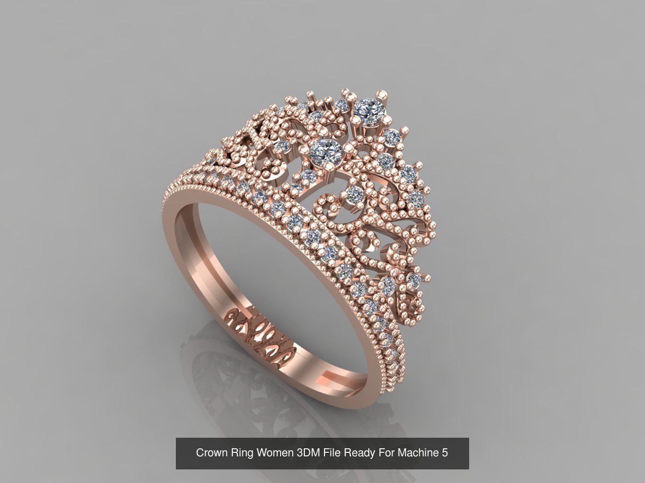 14 Files - Crown Ring Women 3DM STL Ready Machine Women Ring 3D Model Collection_5