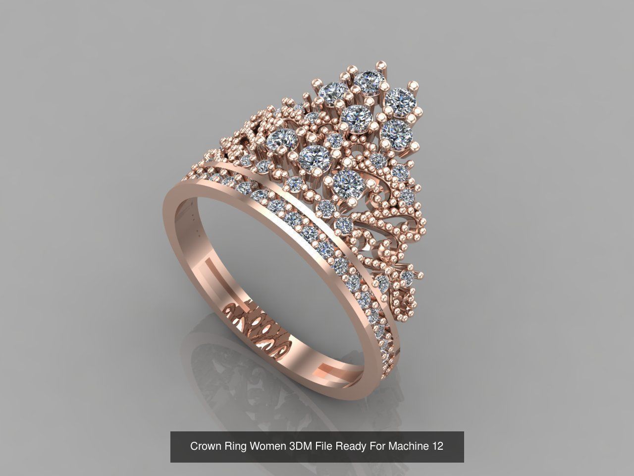 14 Files - Crown Ring Women 3DM STL Ready Machine Women Ring 3D Model Collection_11