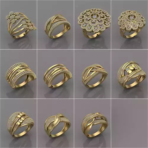 95 Files - Women Ring Womens Rings With Stone Models 3DM 