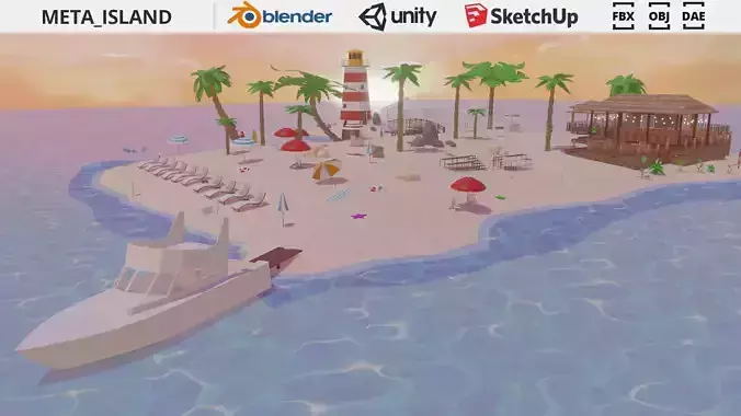 Metaverse Island Low-poly 3D model
