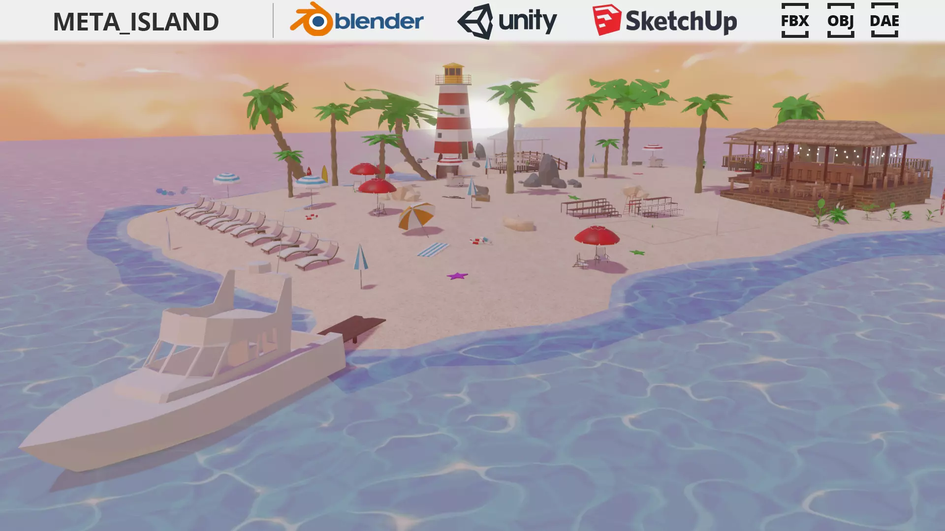 Metaverse Island Low-poly 3D model_0