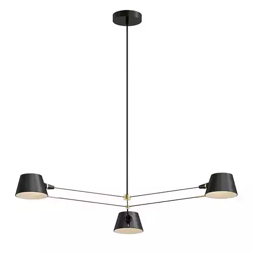 spread chandelier with three lamps hanging from it