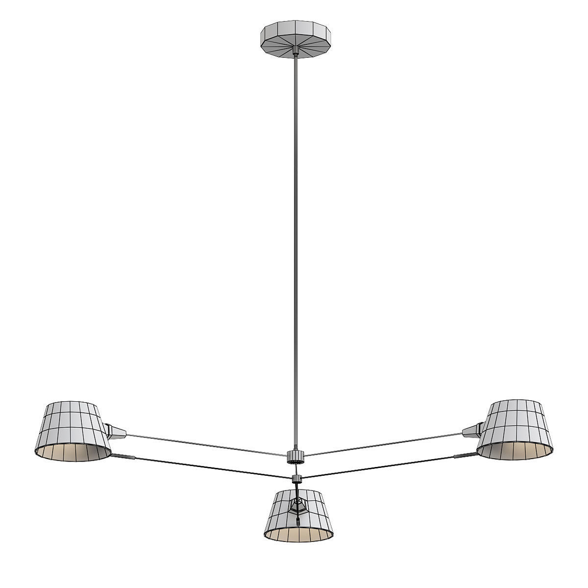spread chandelier with three lamps hanging from it 3D model_1