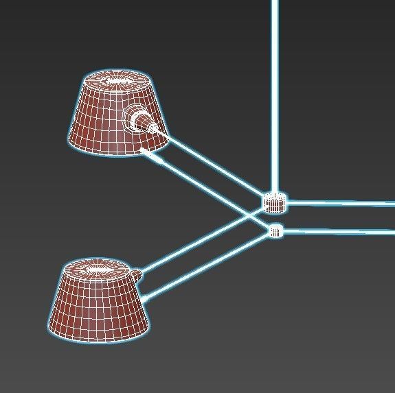 spread chandelier with three lamps hanging from it 3D model_4