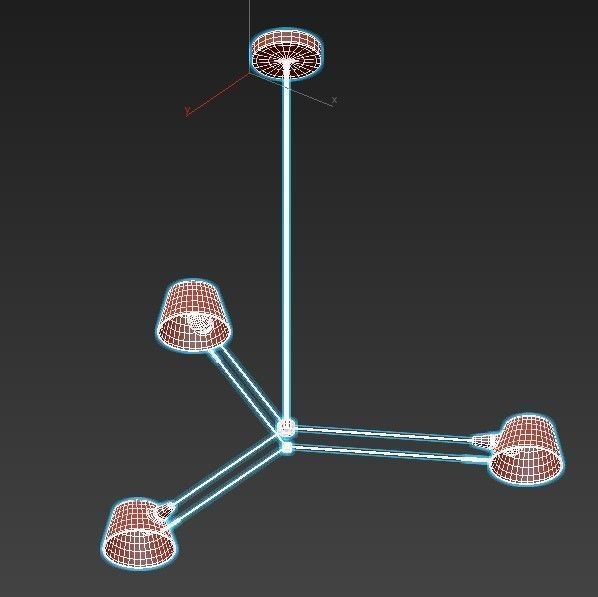 spread chandelier with three lamps hanging from it 3D model_3